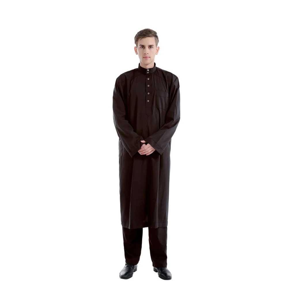 Muslim Islamic Clothing Men\'s Arab Robe Arab Vintage Long Sleeve Men Jubba Thobe Robe Loose Dubai Saudi Arab Kaftan Men Clothing
