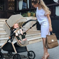 High Landscape Two-way Push Stroller Sit-down, Lightweight, Foldable Stroller with Four Wheels for Shock Absorption