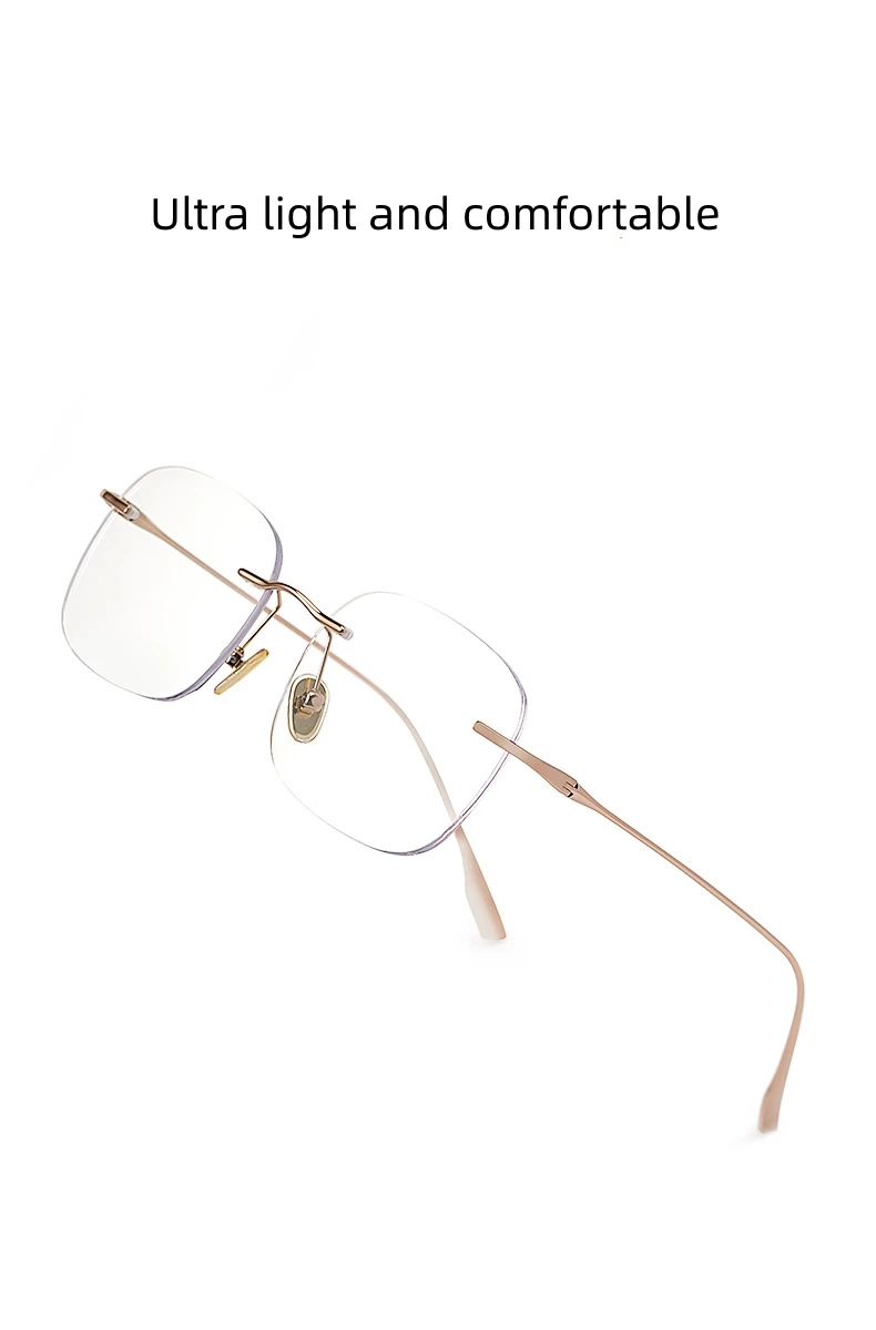 Firada Mode bequeme Brillen Frauen neue Vintage Titan randlose Brillen optische Brille Rahmen für Männer 1136 – Detail 9