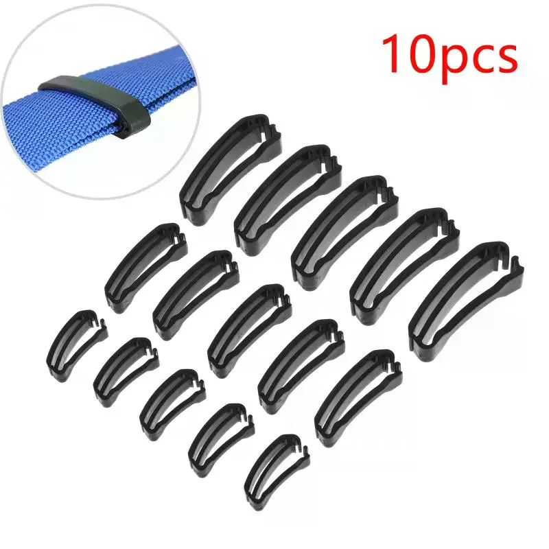 웨빙 스트랩 용 10Pcs 플라스틱 고정 클립 배낭 야외 장비 용 퀵 슬립 키퍼 버클 테일 고정 장치