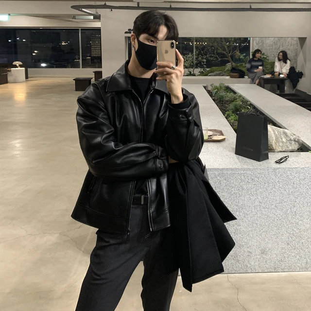 Black Leather Jacket Men Fashion Oversized Leather Jackets Mens Streetwear  Korean Hip-hop Loose Bomber Jacket Men Coat M-2XL - AliExpress