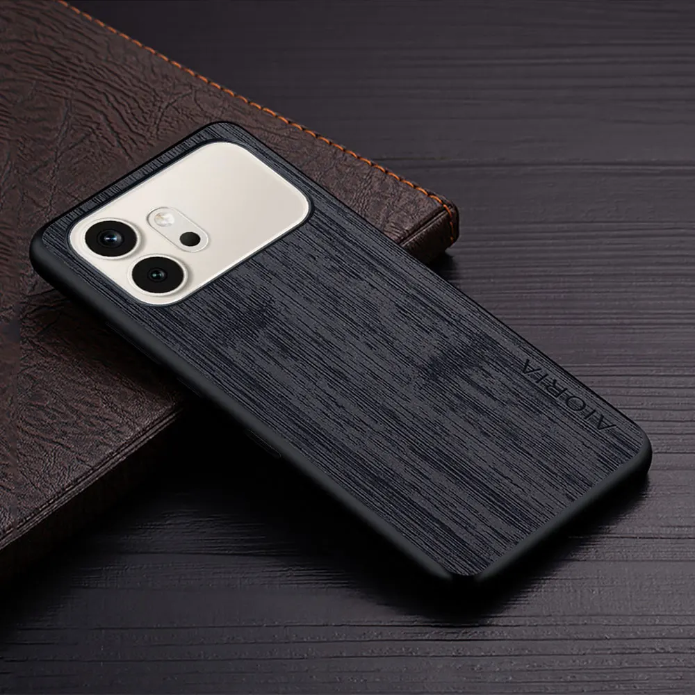 Wood Grain PU Leather Phone Cover, Compatible with Honor Pro Series