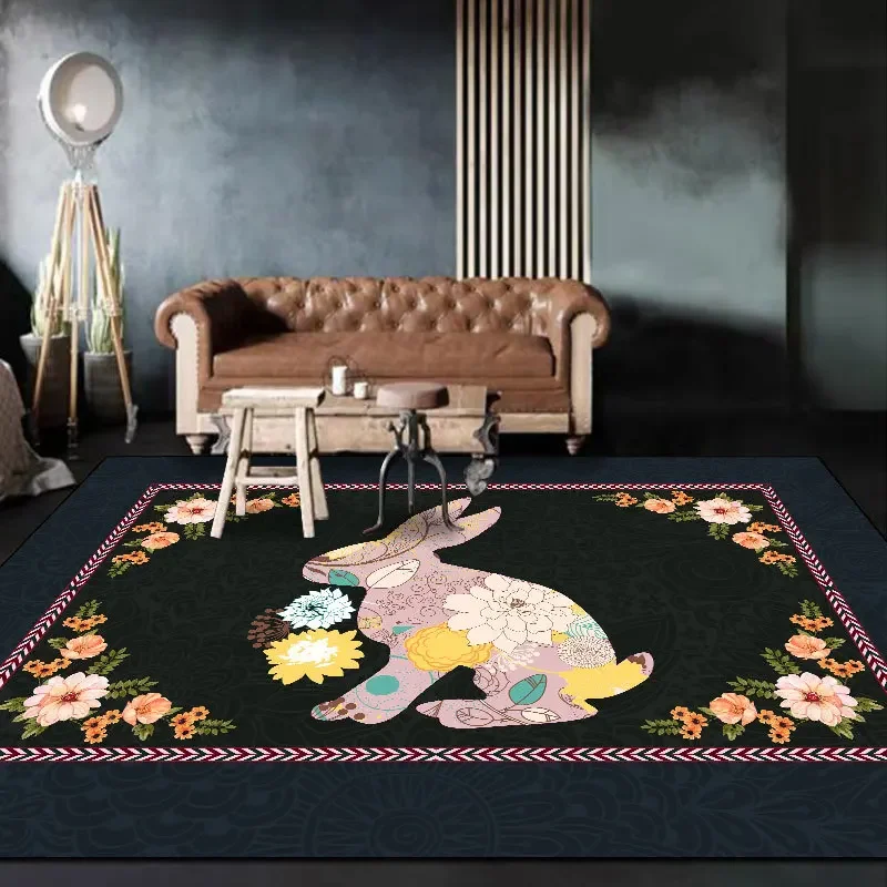 

Countryside Style Carpet, Anti Slip Rabbit Flower,Anti-slip Floor Mat ForLivingRoom Bedroom Girls Room Decor Rug Tapis De Sol