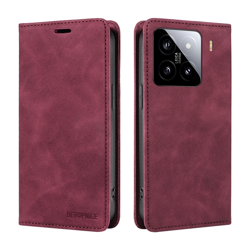 Premium RFID Blocking Magnetic Leather Wallet Case - Elegant Flip Cover for Business Professionals