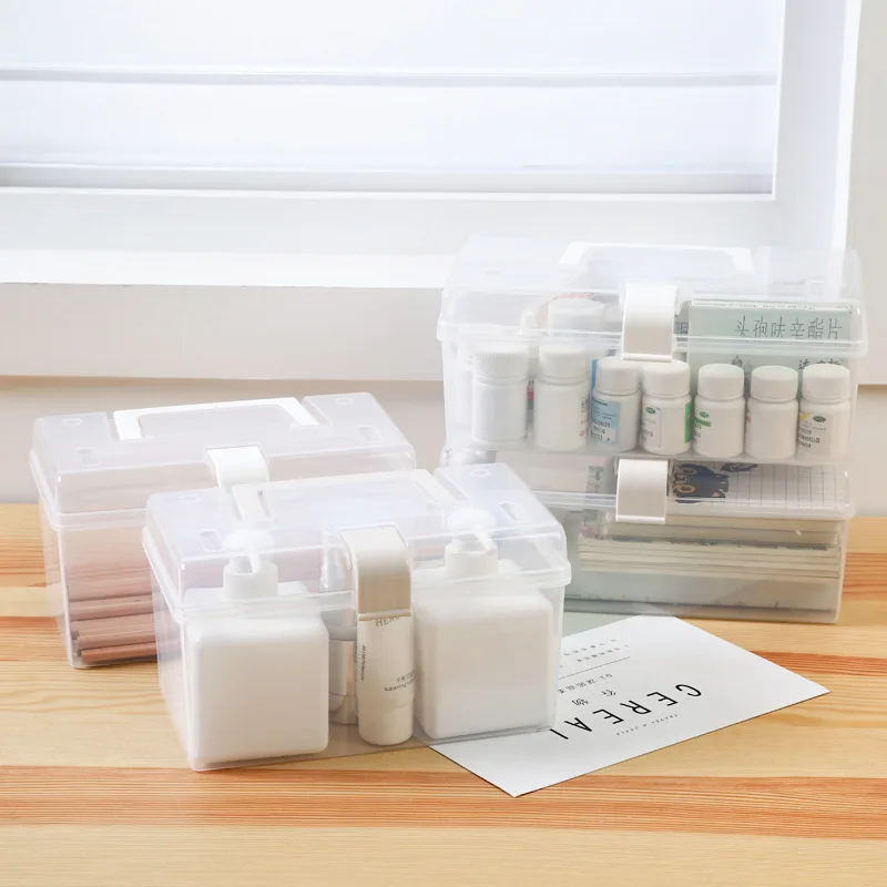 

Portable Buckle With Cover Portable Transparent Miscellaneous Stationery Convenient Storage Box Dust proof Organization