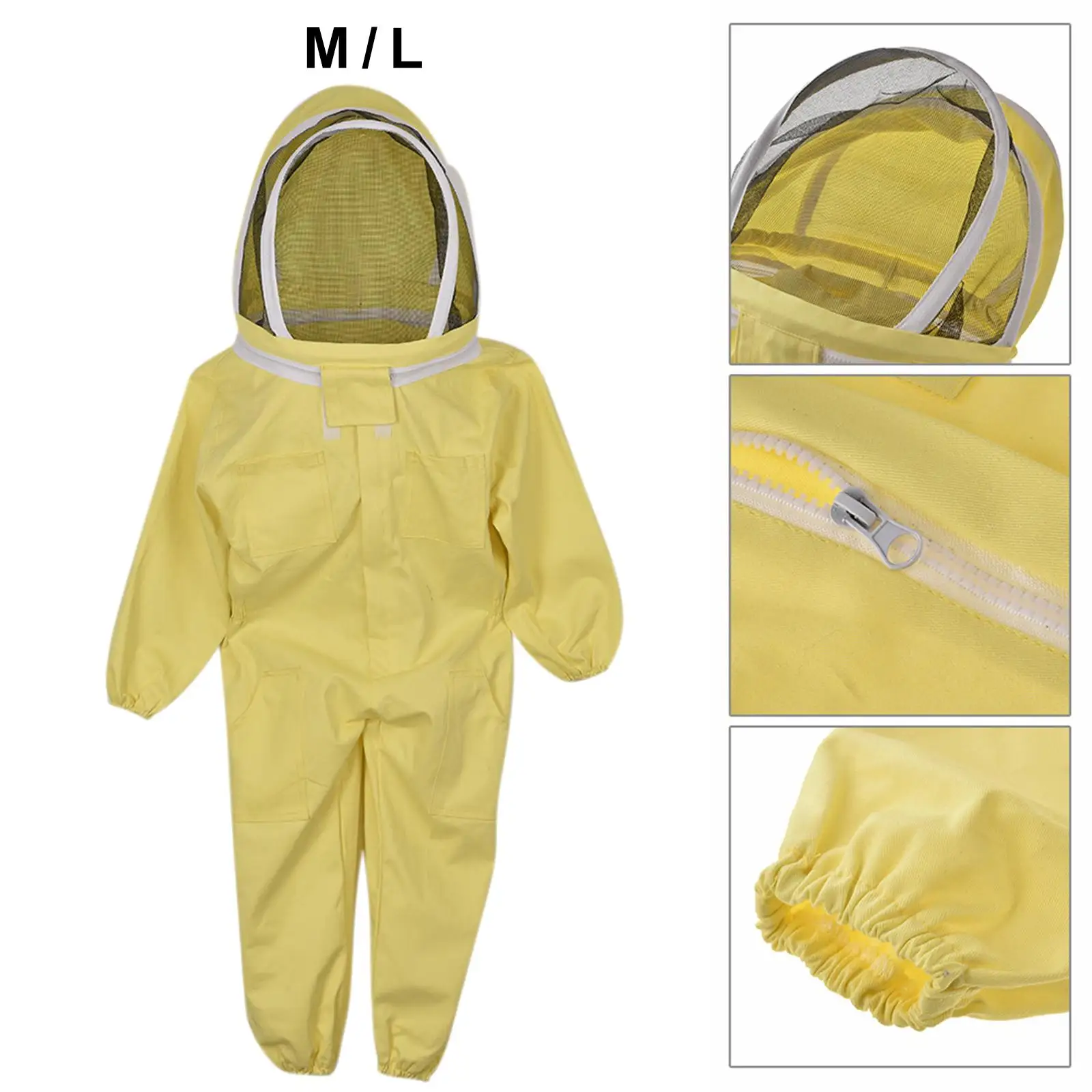 Beekeeping Protective Suit Jumpsuit Full Body Beekeeper Suit Costume Cotton with Ventilated Veil Hood For Child Boys Girls