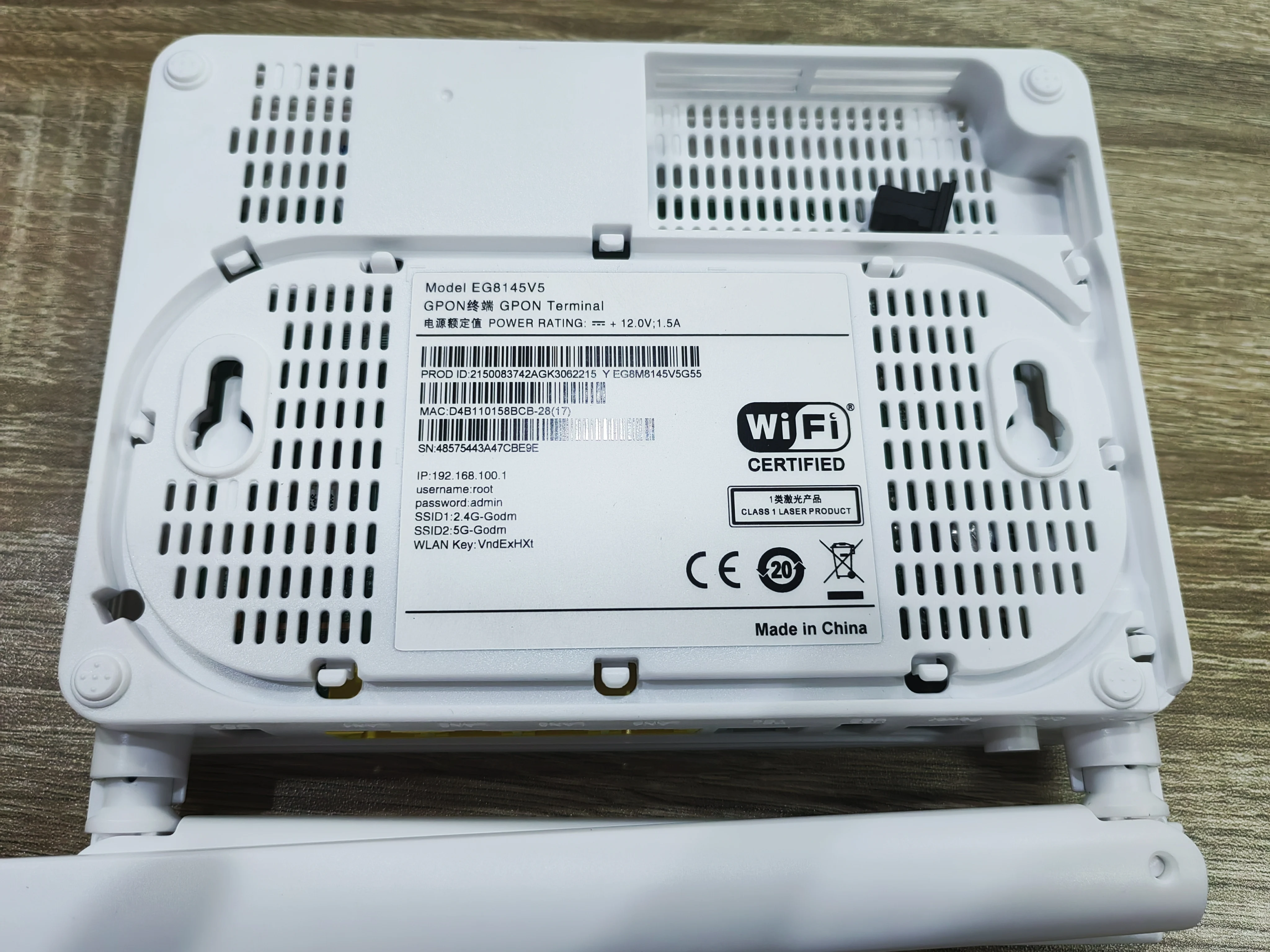 El equipo de fibra óptica Gpon Ont EG8145V5 de doble banda WiFi