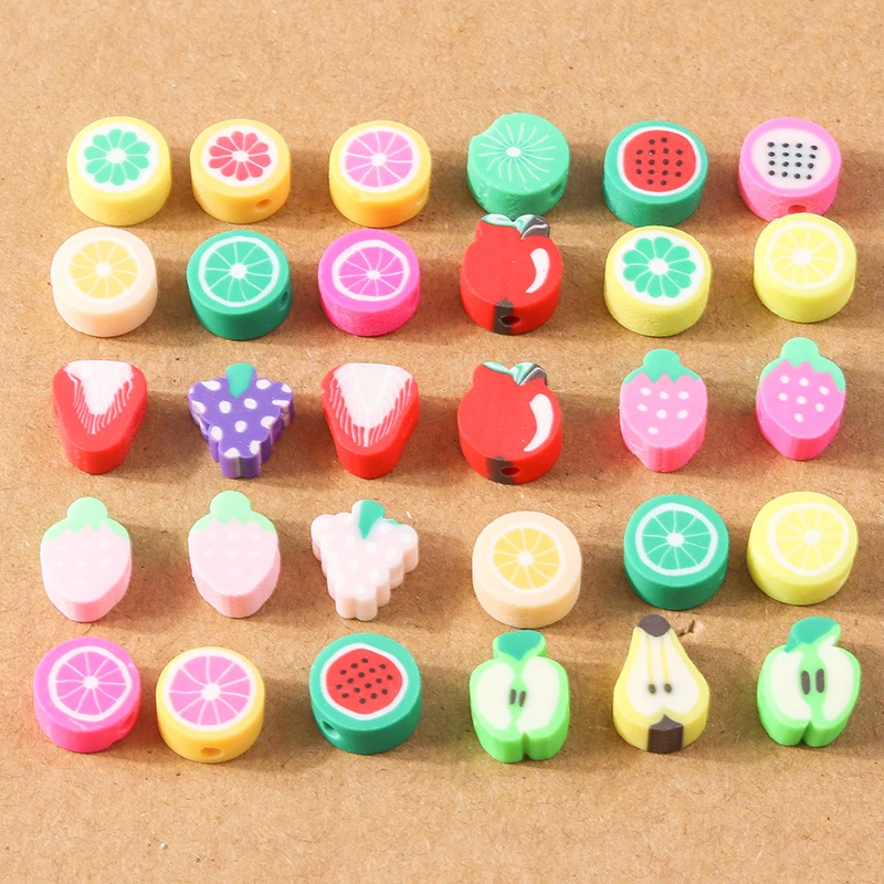 30 teile/los mischen Fruchtform Charms Polymer Clay Perlen Anhänger für Schmuck machen DIY Mode Halskette Armband Ohrring Zubehör – Detail 1