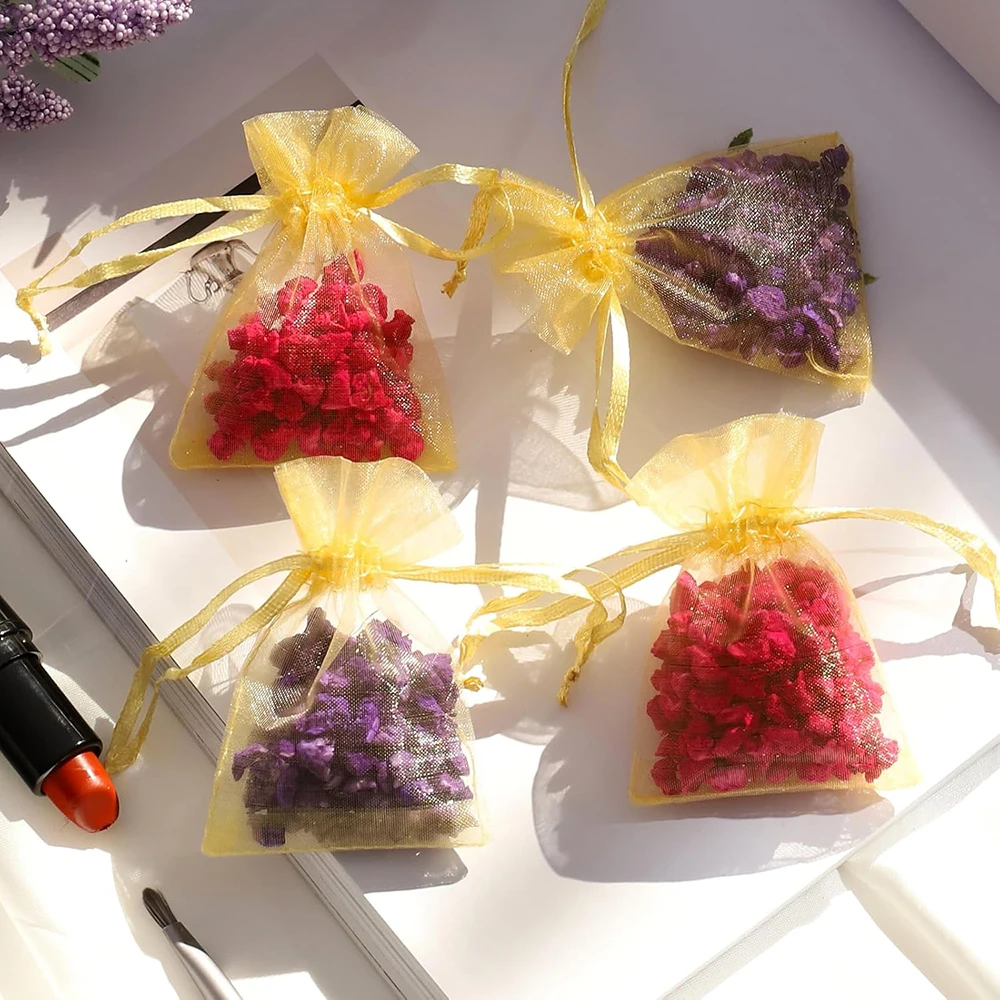 20/30/50 teile/los Gold Organza Geschenk Taschen Schmuck Süßigkeiten Kordelzug Weihnachten Hochzeit Party Sheer Organza Beutel Verpackung beutel – Detail 7