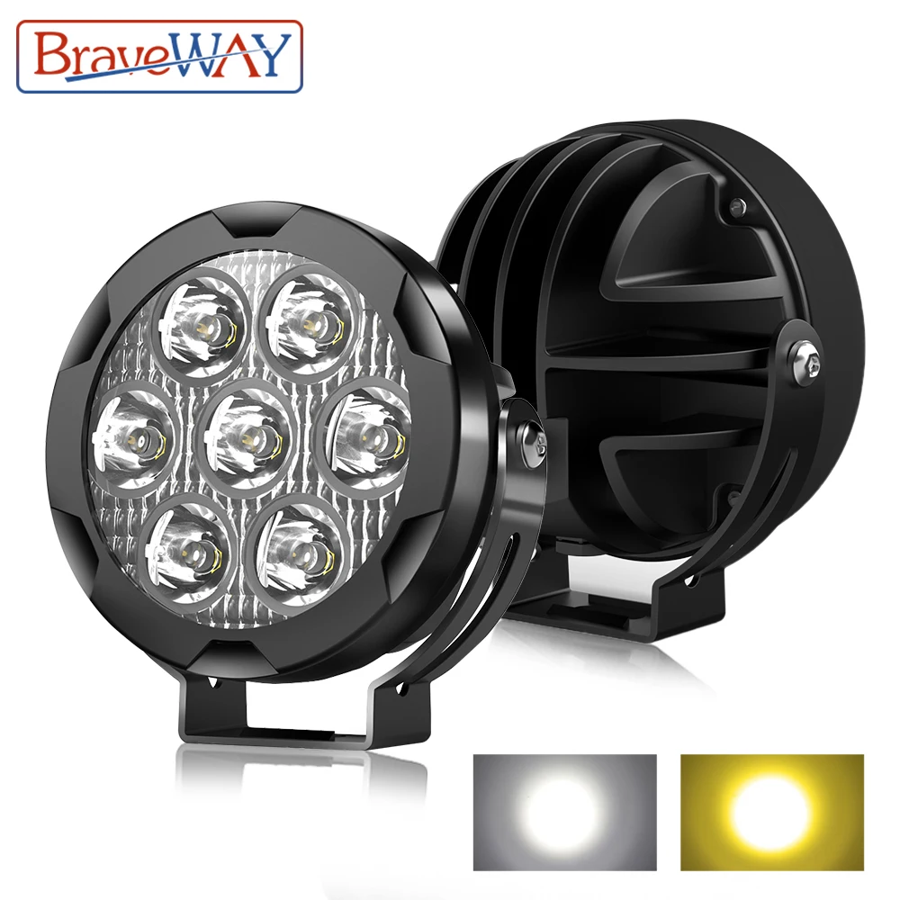 BraveWAY Led Work Light Bar 4.5” Inch Driving Lamps for Off-Road Truck Motorcycle Tractor 4×4 ATV Lada UTV Auxiliary Headlights