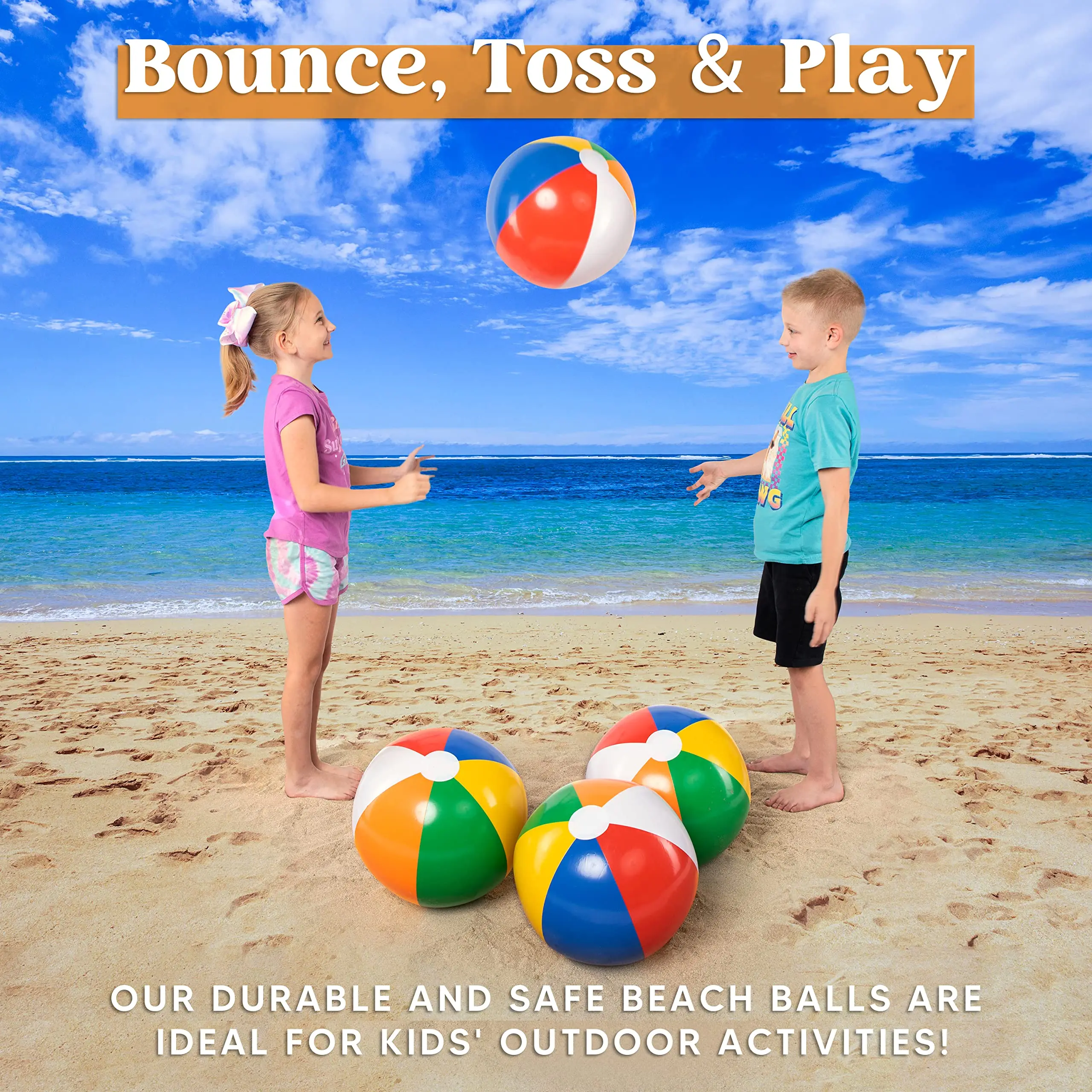 20" 4pcs Beach Balls Large Rainbow Beach Ball Inflatable Swimming Pool Water Games Toys for Kids Summer Beach Party Fun Gifts 3
