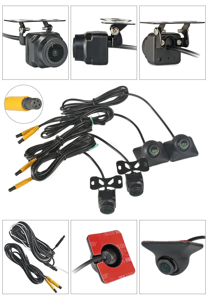 DIYKIT 7inch AHD IPS Split QUAD Car HD Monitor AHD Night Vision Rear View Camera Waterproof with Video Recording 1920x1080