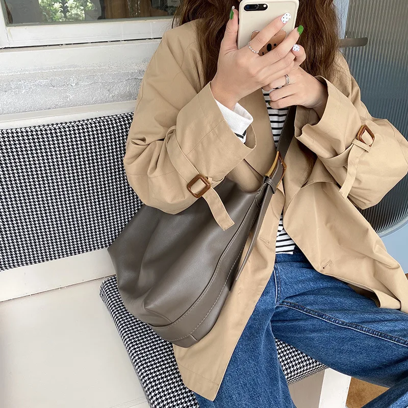Autumn and winter large capacity soft and simple handbag for women's leisure, work, commuting, single shoulder crossbody bag