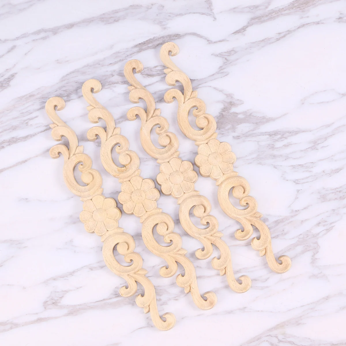 

4 PCS Wall Decoration Carved Onlay Applique Crafts Wood Wooden Unpainted Frames