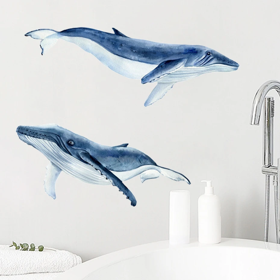 Cartoon Devil rays Manta Fish Wall Stickers Home Bathroom Decor Art Nursery Decals Removable Murals Applicable Tile Glass toilet stickers