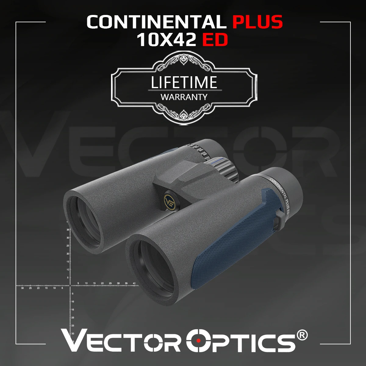 

Vector Optics Continental Plus 10x42 Binocular Roof Prism ED Lens Wiht Ranging Reticle For Judge Height&Distance IPX7 Waterproof
