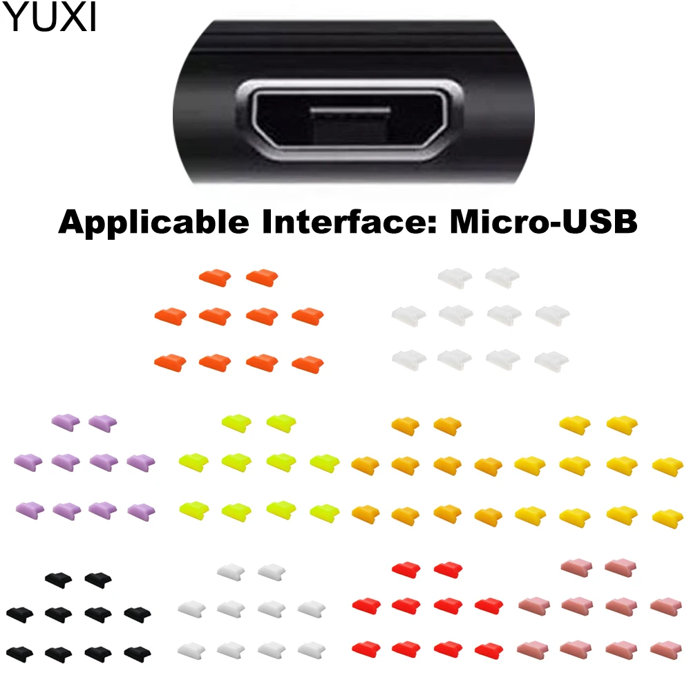 10pcs USB Silicone Dust Plug Charger Port Cover Cap Female Jack Interface Universal Micro- Dustproof Tablet PC Notebook Laptop