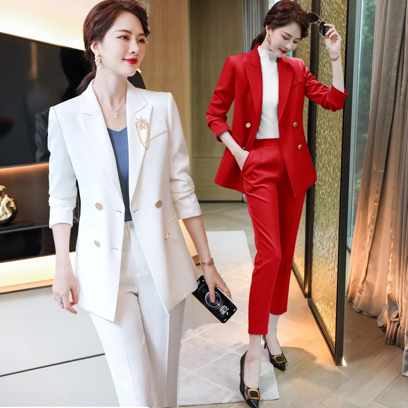 

White Suit Set Women's 2023 New Autumn Business Attire Temperament Goddess Style Formal Wear High-Grade Suit Jacket