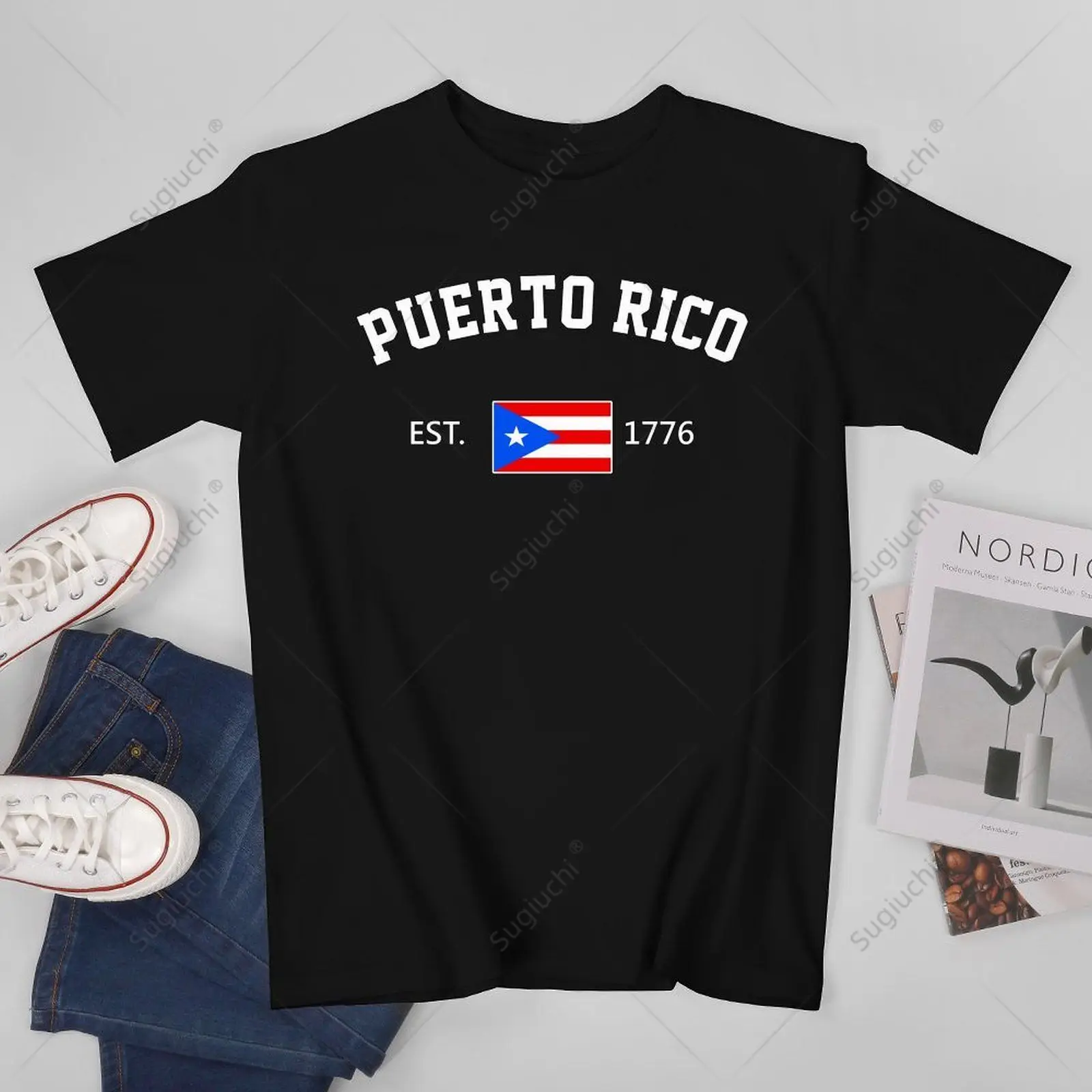 

Unisex Men Puerto Rico Est. 1776 Independence Day Tshirt Tees T Shirts Women Boys 100% Cotton T-Shirt