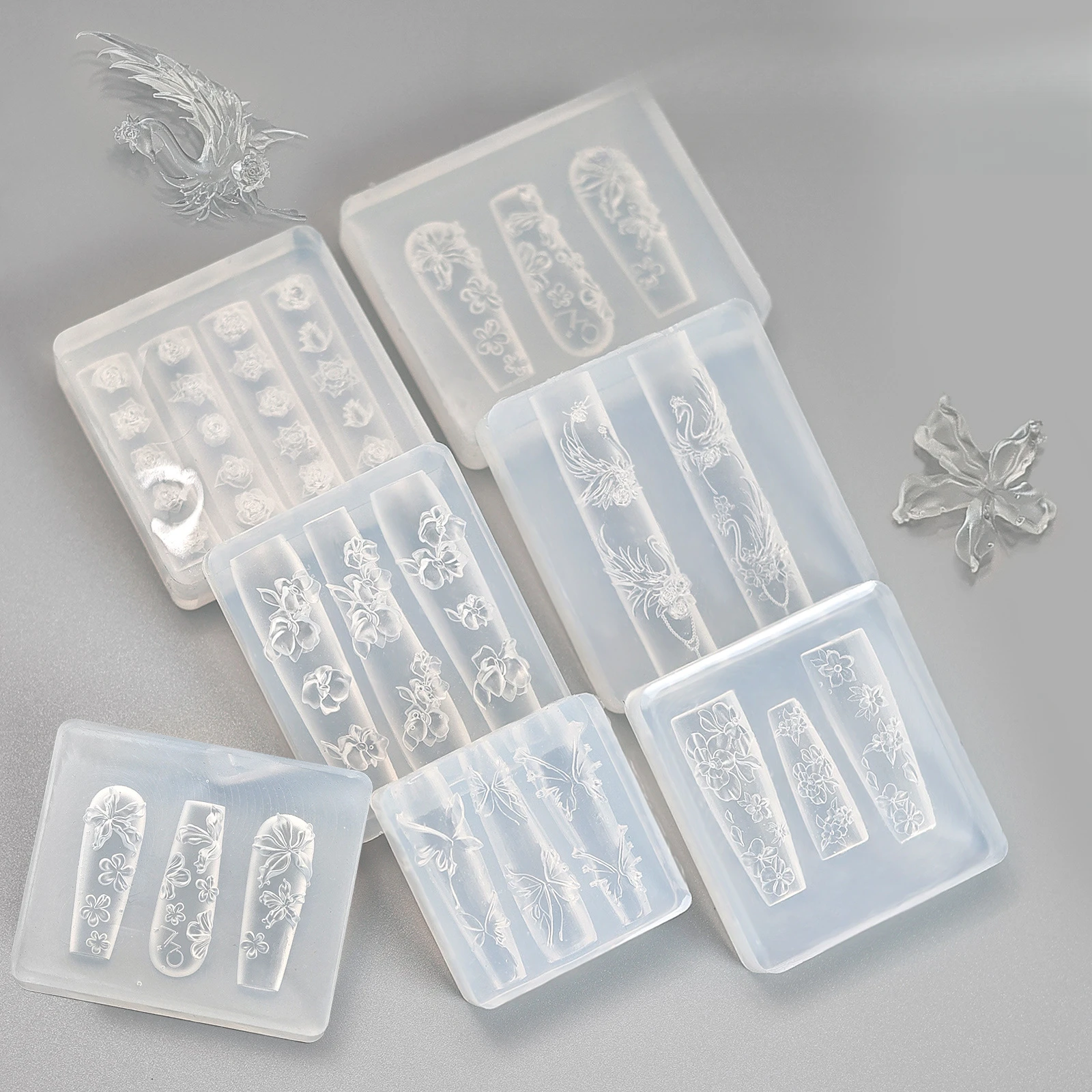 Nail Art Decorations 3D Mold Silicone DIY Design Templates Mold for Nails Jewelry Crafts