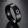 ICAM Black Star of David Ring Men Religious Judaism Israel Jewish Jewelry Men Ring Stainless Steel Obsidian David Star Rings 1