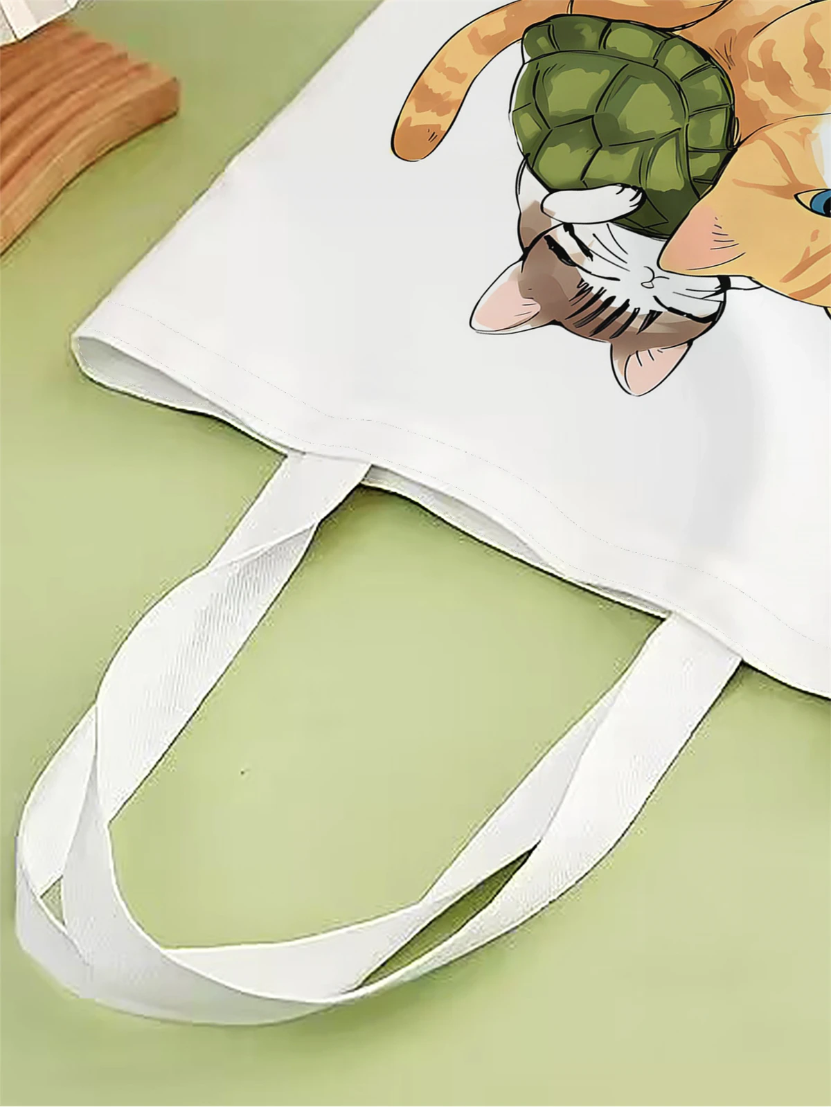 1pc,cartoon cat pattern handbag, reusable fashionable handbag, multifunctional handbag, printed canvas shopping bag