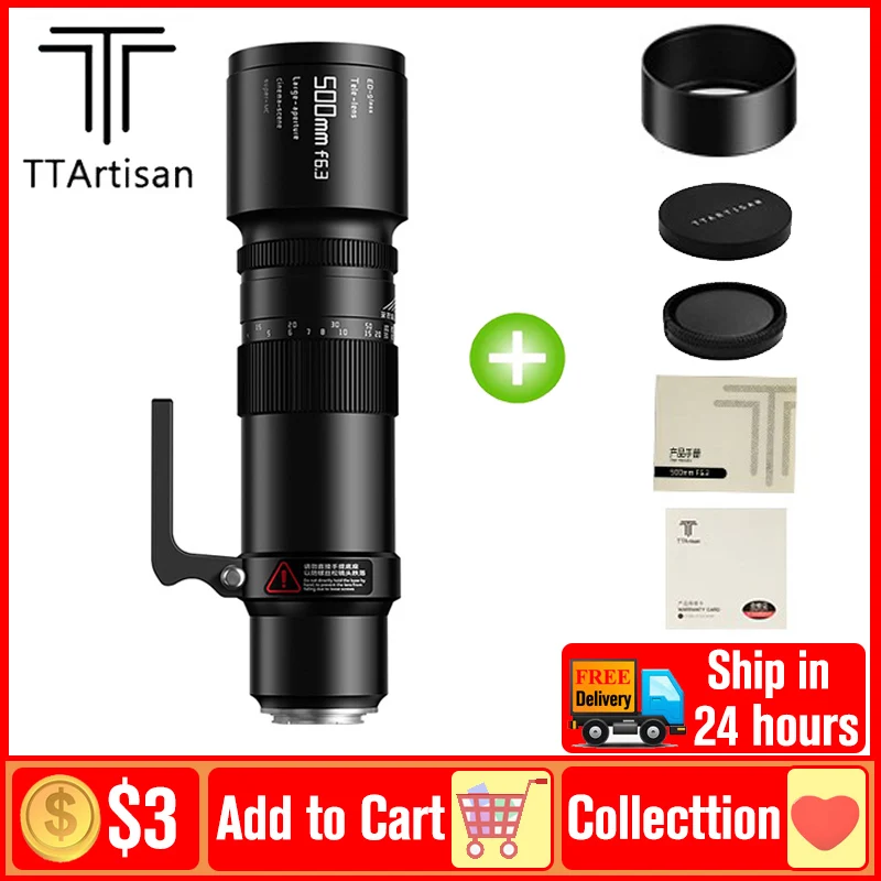 Ttartisan 500Mm F6.3 Teleobiettivo Obiettivo Full Frame Obiettivo Fotocamera Full Frame Obiettivo Per Sony E-Mount Nikon Z-Mount Canon Rf-Mount L-Moun
