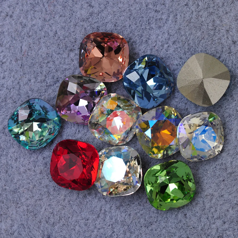 10PCS Multicolor Rhinestones 5A Glass Crystal Cushion Jewelry Decorations Loose Glue On Nail Art Rhinestones Strass for Garment Nail Art Rhinestones Nail Art Accessories Glass Rhinestones Glass Crystals Rhinestone Crystals Rhinestone Accessories Rhinestones Beads