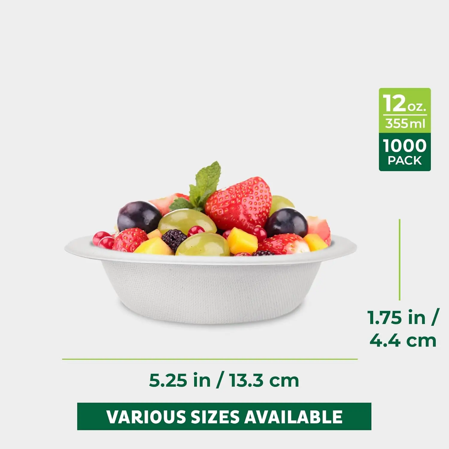 Disposable 12 oz. Soup Bowl, 1000-Pack Biodegradable Sugarcane Fiber Serving Bowls-Heavy Duty Bagasse