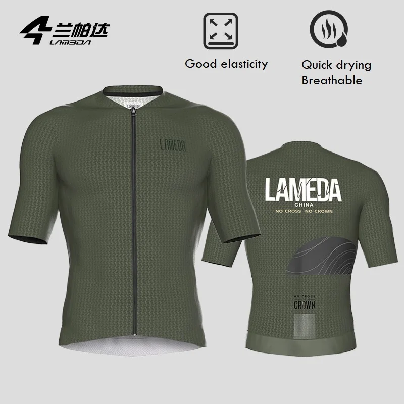 Lameda Men Cycling Jerseys Short Sleeves Quick-drying Breathable Summer Cycling Tops With Pockets White Short Sleeves