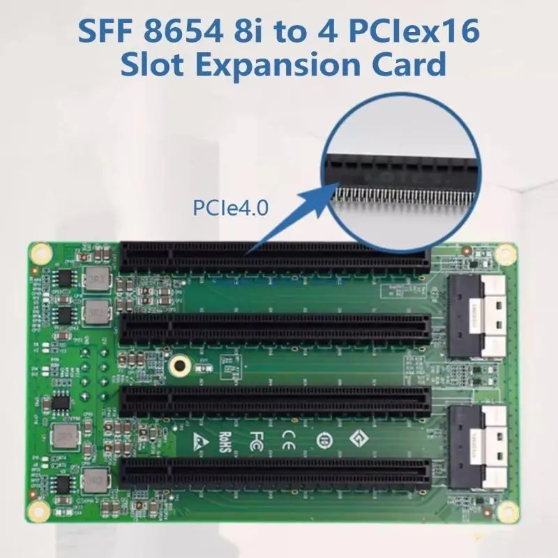 4포트 SFF-8654 8i-PCIe x16 슬롯 확장 카드 4포트 라이저 카드 컴퓨터 PCIe 슬롯 변환 카드