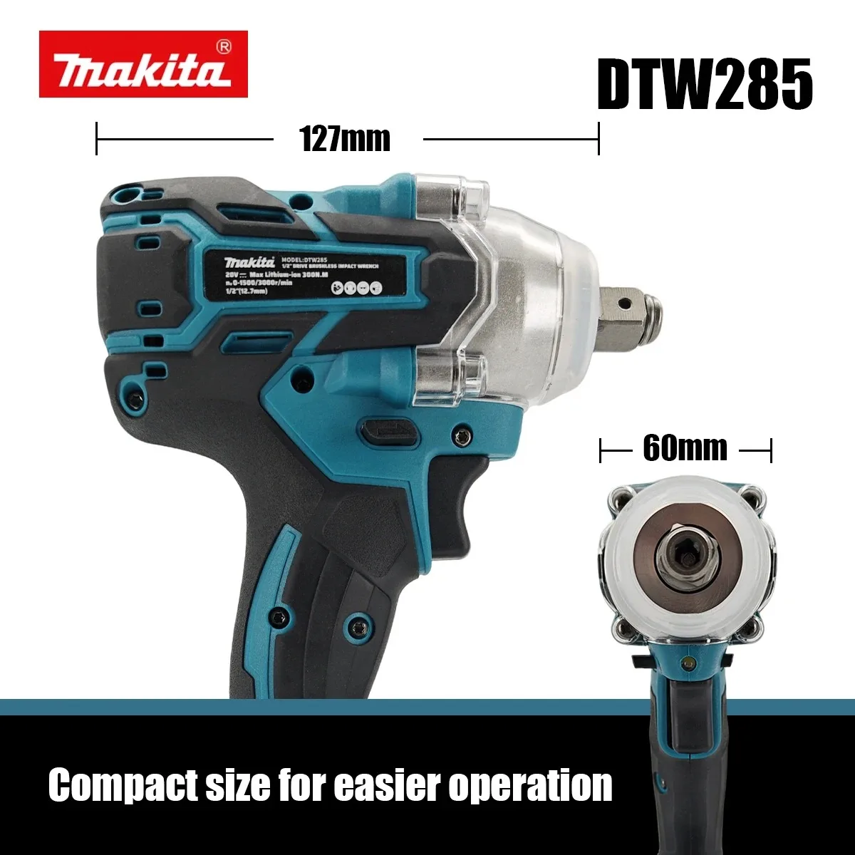 마키타 DTW285 18V 브러시리스 전동 드라이버 280N.m 1/2인치 소켓 충전식 드릴 드라이버 마키타 18V 배터리 호환 가능