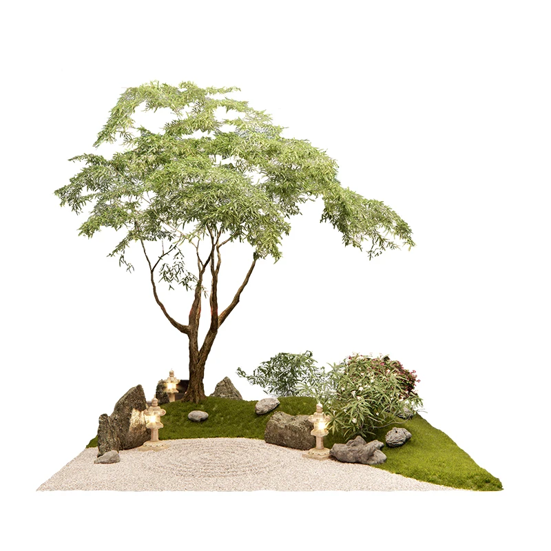 

Simulate large indoor potted plants with green plants and fake trees
