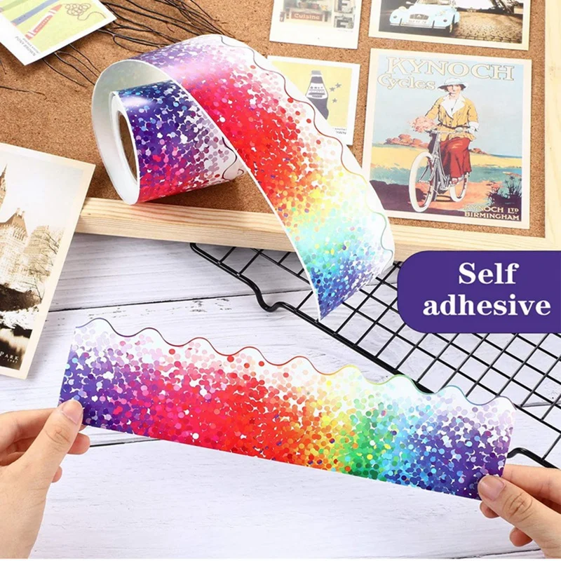1 Roll Bulletin Board Border Sticker Bulletin Borders Stickers Border Trim New For Classroom Black Board Decor 65.6Ft