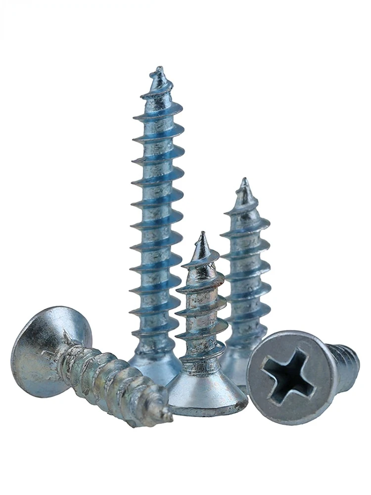 

M4/M5/M6 Cross Flat Head Self Tapping Screws Blue Galvanized Wood Screws Countersunk Head Self Tapping Screws