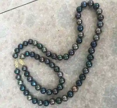 

SET OF 8-9MM TAHITIAN B;ACK RED MULTICOLOR PEARL NECKLACE& BRACELET