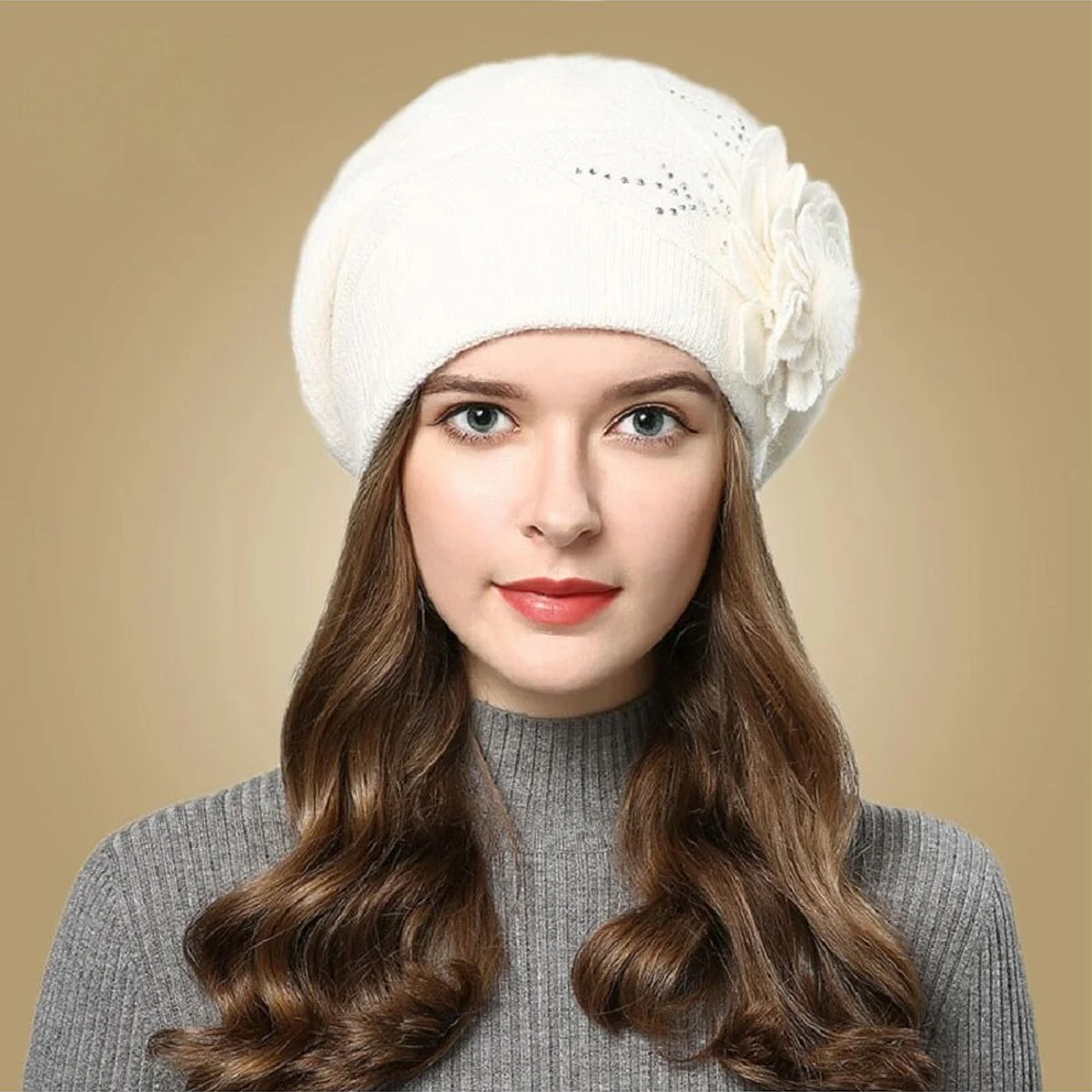 Autumn Winter Korean Edition Fashion Versatile Rabbit Hair Knitted Wool Hat for Women Thickened and Plushed Warm Ear_voghion.com