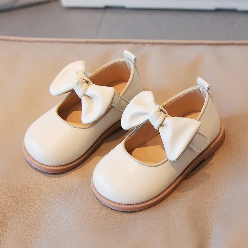 Autumn New Girls Pu Leather Shoes School Student Fashion Bowknot Princess Shoes Children Soft Non-slip Casual H296