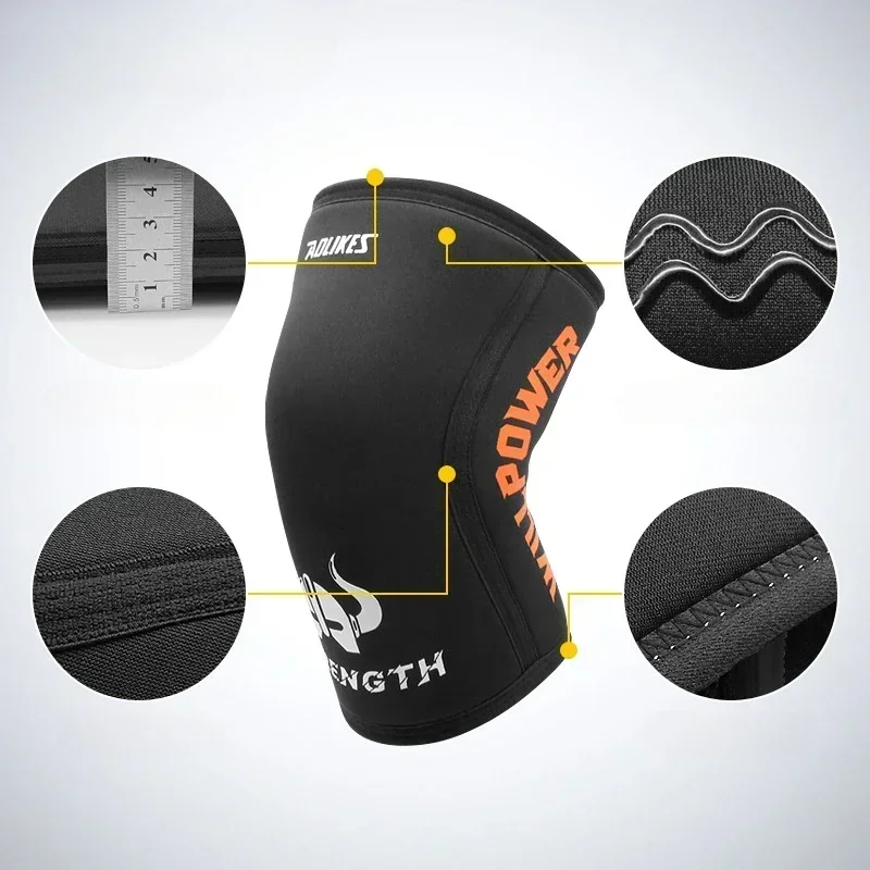 1PCS 7mm Neoprene Knee Support Sleeve for Weightlifting Compression Knee Brace Support For Squats Crossfit Training Workout