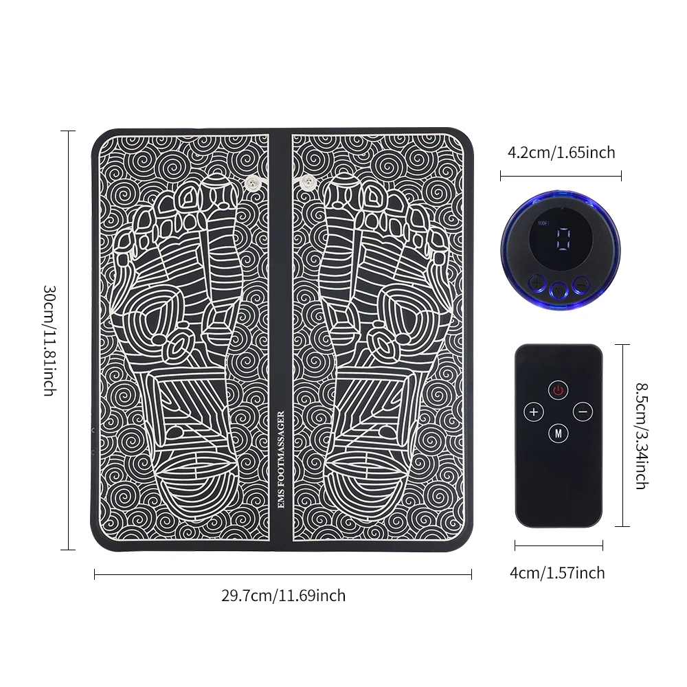 Smart Ems Foot Massage Mat With Rf Remote For Circulation_voghion.com