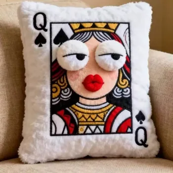 Cartoon Embroidered Throw Pillow 1