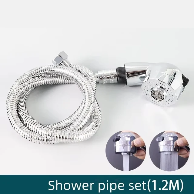 หัวฝักบัวแรงดันสูงแบบ 2 โหมด ปรับได้ พร้อมสายยาง ประหยัดน้ำ หยุดน้ำด้วยปุ่มเดียว สำหรับอุปกรณ์เสริมความงาม 1