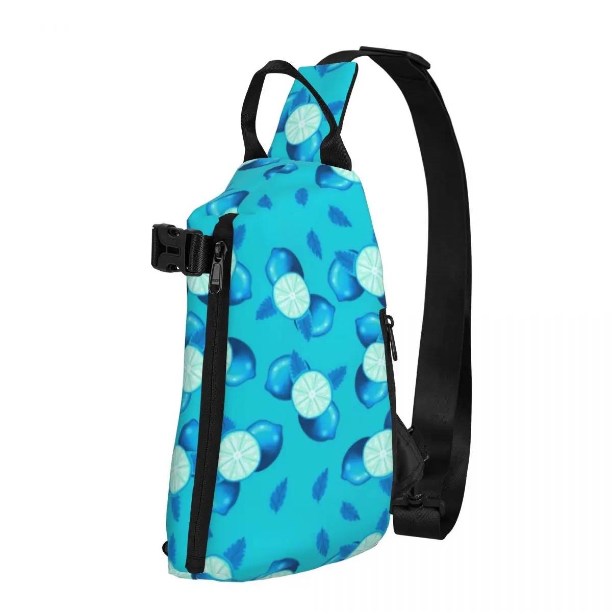 

Lemon Print Shoulder Bags Blue Lime Fruits Funny Chest Bag Men Phone Camping Sling Bag Fishing Graphic Small Bags