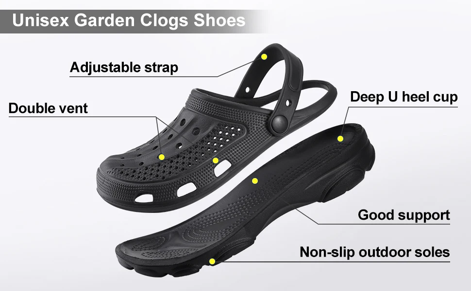 Comwarm Herren Clogs Hausschuhe Atmungsaktive Gartensandalen Rutschfeste Komfort-Strandschuhe Herren Sandalen für Innen und Außen Freizeitschuhe zum Angeln – Detail 2