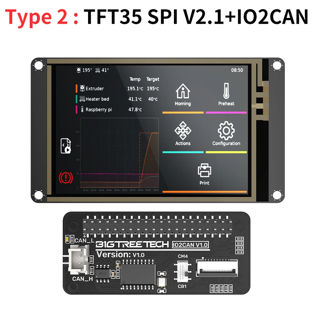 BIGTREETECH TFT35 SPI V2.1 Bedieningspaneel - 3.5 Inch Touchscreen Voor Klipper, Compatibel Met CB1 & BTT Manta Boards