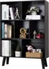 Black Bookshelf,3 Tier Modern Bookcase with Legs,Bookshelves Wood Storage Shelf, Open Book Shelves Cube Organizer 1