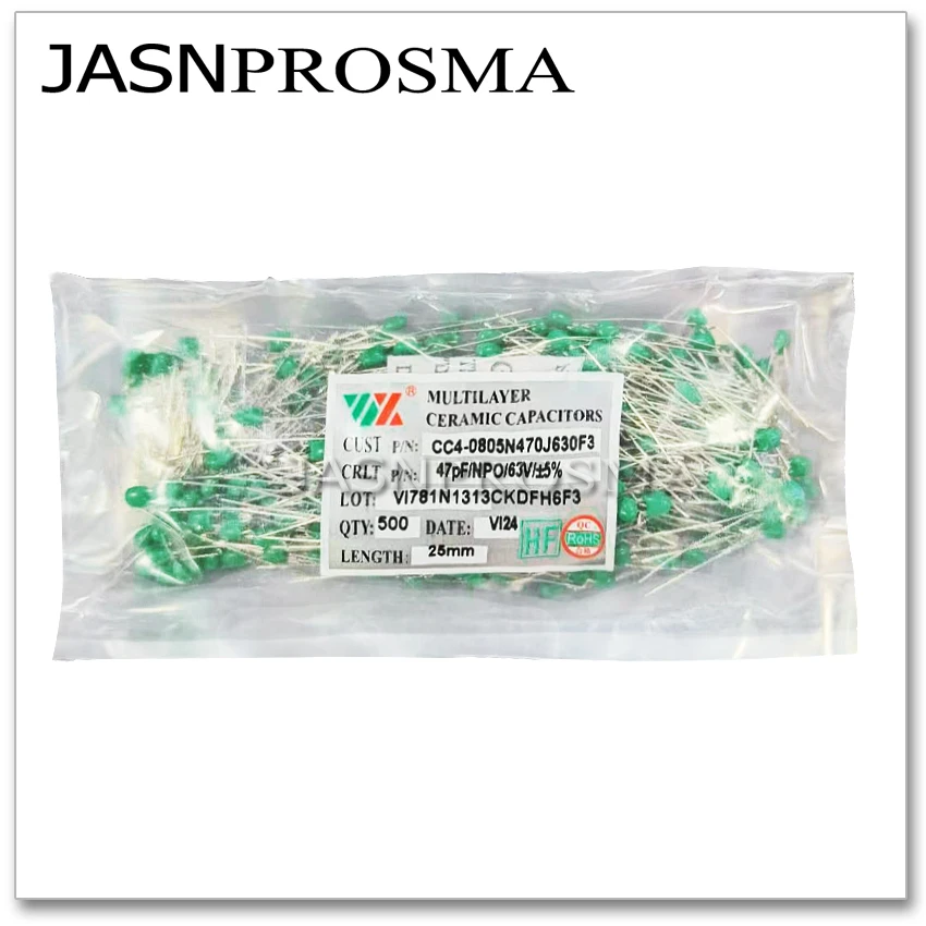 Jasnprosma-capacitor Cerâmico Monolítico Verde 500 Pcs 63v 15nf 22nf 33nf 47nf 68nf 100nf 153 223 333 473 104 508 mm k 10 - Image 3