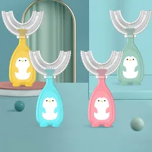 

Liquid Silicone U-Shape Manual Oral Care 2-12Y Kids Toothbrush Cartoon Pattern Baby Teeth Cleaning Tool Children Teeth Brush