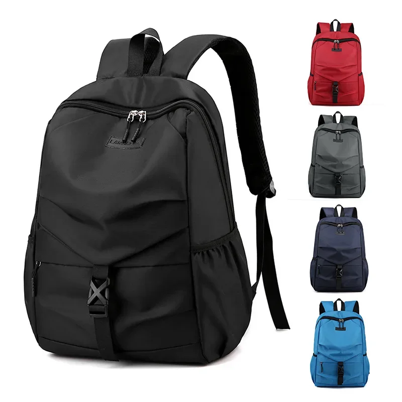 

Men's Backpack Simple Waterproof Nylon Computer Backpacks Travel Business Trip Student School Bag Solid Color Large Capacity Bag