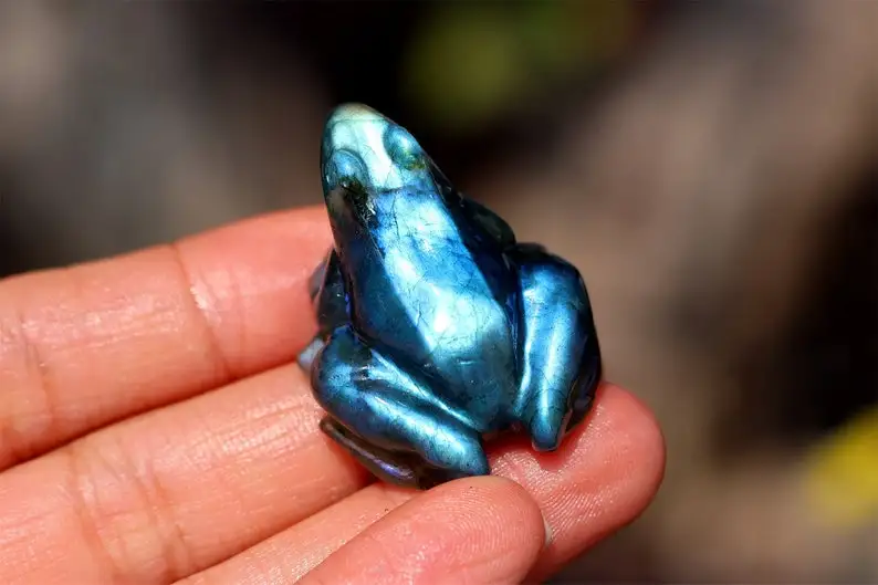 1.4" Natural Labradorite Carved frog, Blue Flashy Labradorite Frog, Frog Carving, Riki Healing, Home Decor, Crystal gift 1PC